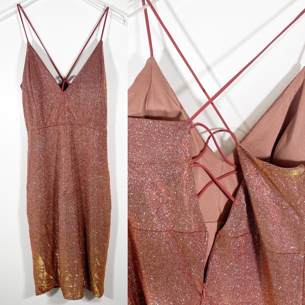 NEW Nordstrom Mind Code Red Iridescent Glitter Flaming Hot Red Bodycon Dress